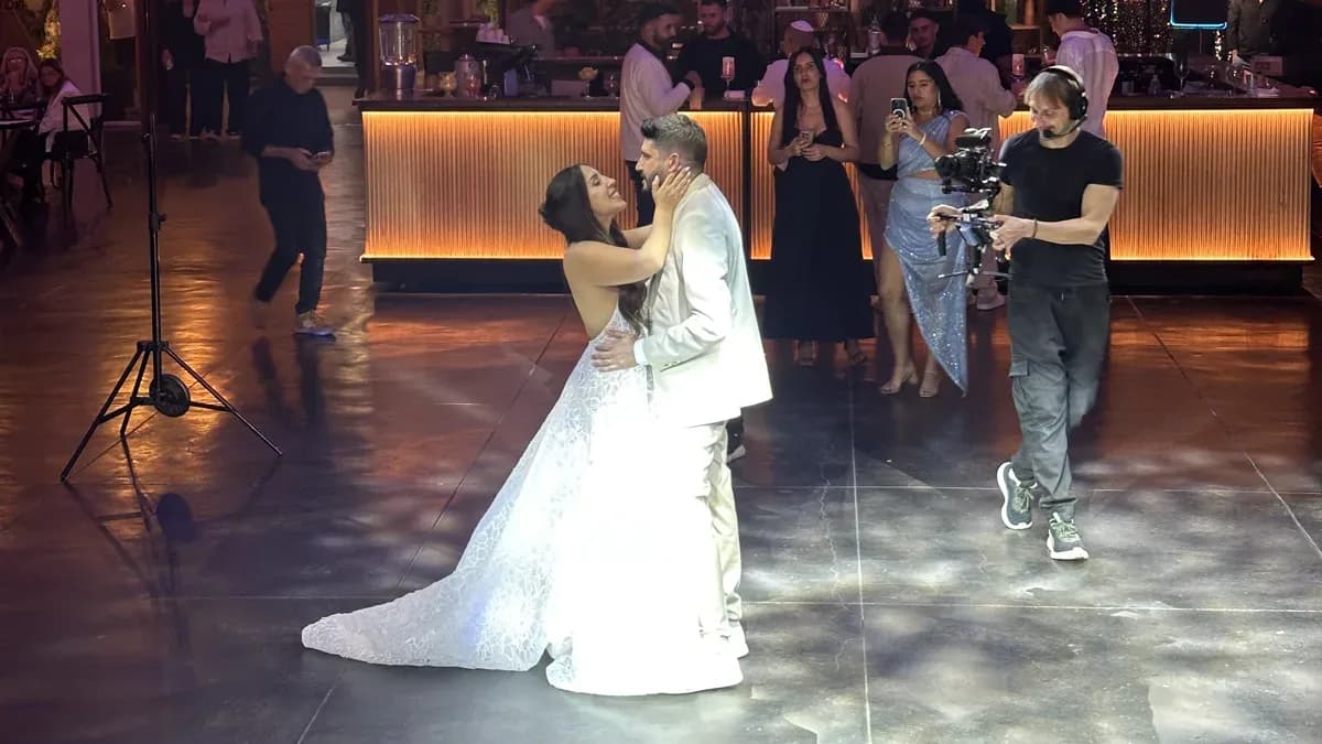 Bride and groom sharing their first dance