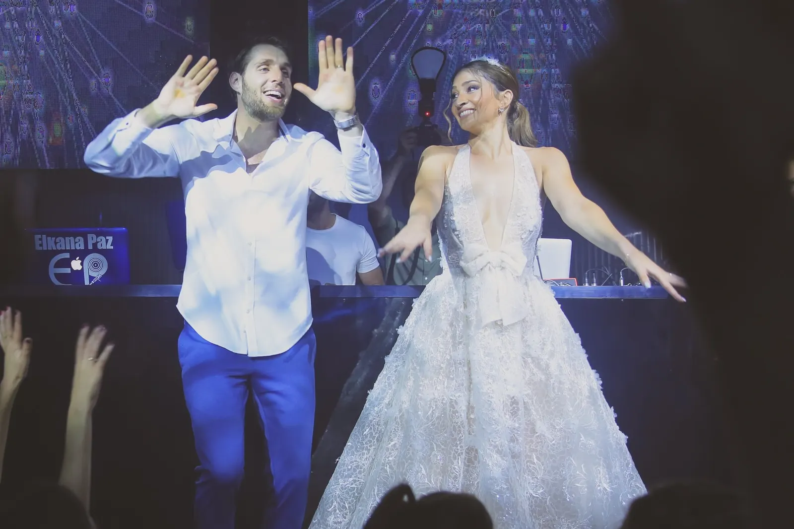 A bride and groom at their wedding